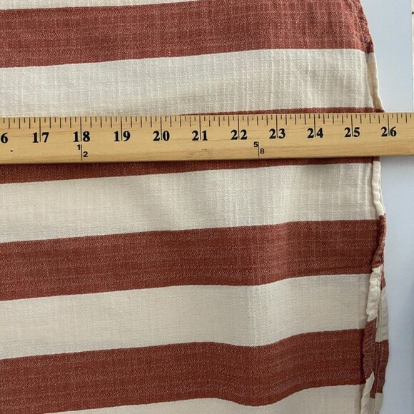 Knox Rose Top Womens L Striped Puff Sleeve Tie Neck Cream Red Cotton Boho - Picture 9 of 10